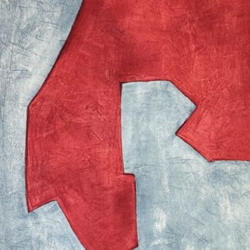 Serge POLIAKOFF (1900-1969), Composition en rouge et bleu. 1965, Lithographie