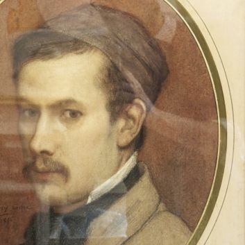 Joseph Gabriel TOURNY (Paris 1817-1880 Montpellier) Portrait d’un peintre moustachu, en buste, Pastel sur papier, format ovale