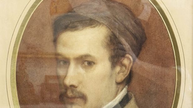 Joseph Gabriel TOURNY (Paris 1817-1880 Montpellier) Portrait d’un peintre moustachu, en buste, Pastel sur papier, format ovale