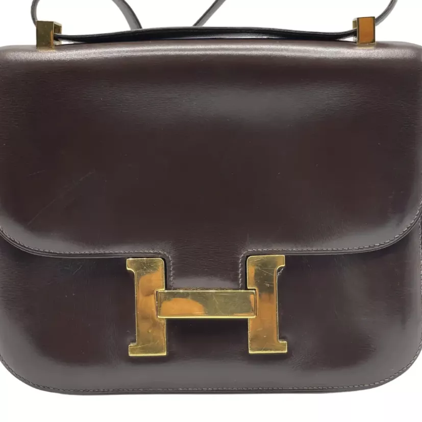 Herm&egrave;s, Constance marron en cuir de veau