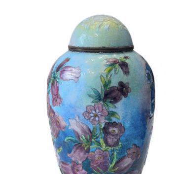 ÉMAUX D’ART FAURÉ – LIMOGES  Vase couvert, forme « 75/25 »