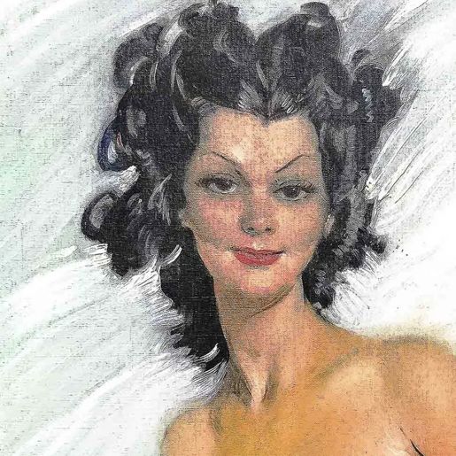 Domergue, portrait, huile sur toile