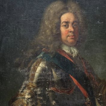 École française de la seconde moitié du XVIIIe siècle, suiveur de Hyacinthe Rigaud (Perpignan 1659-1743 Paris) Portrait en cuirasse d'un maréchal de France