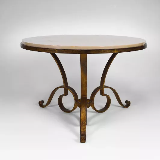 Raymond Subes, table en fer forg&eacute; et bois