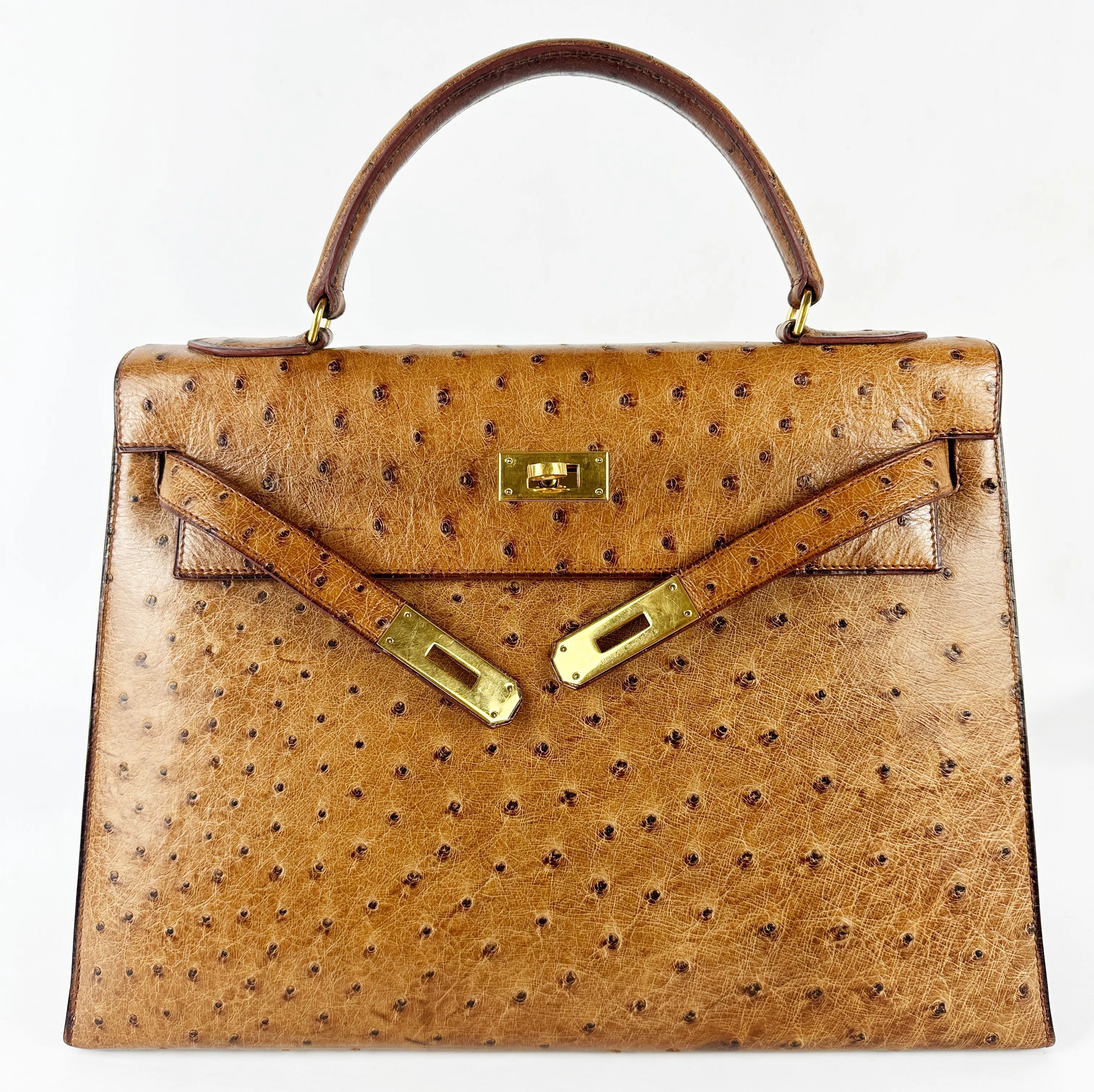 Herm&egrave;s, sac Kelly en cuir d'Autruche