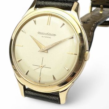 JAEGER-LECOULTRE Montre bracelet en or 18K (750 millièmes), cadran argenté, index en applique dorés