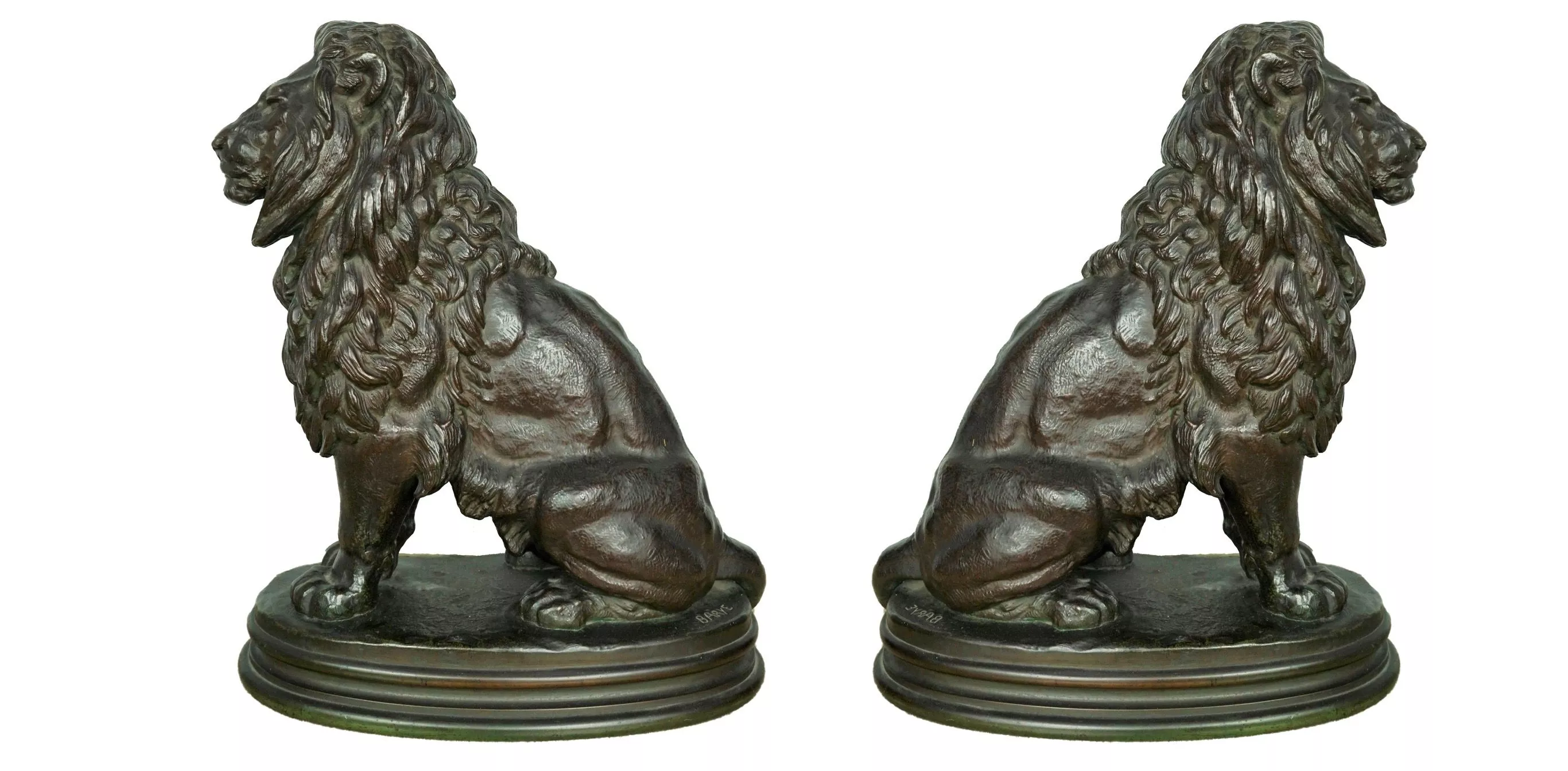 Barye, bronze repr&eacute;sentant un lion
