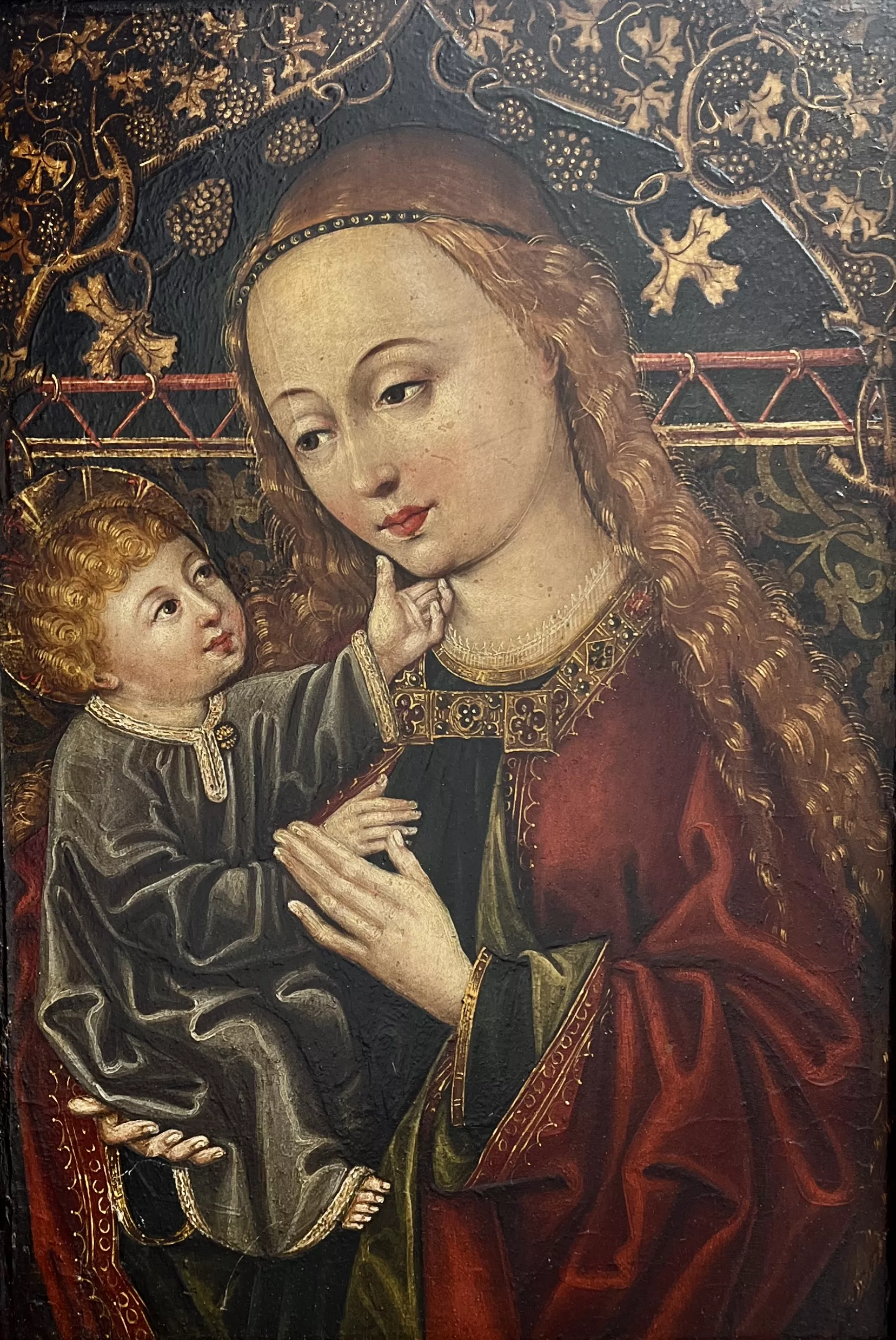 Vierge de tendresse, huile sur panneau de ch&ecirc;ne