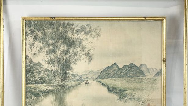 TRAN DUY (1920-2014). École des beaux-arts de l'Indochine, classe préparatoire 1945, peinture à l'encre et couleurs sur soie