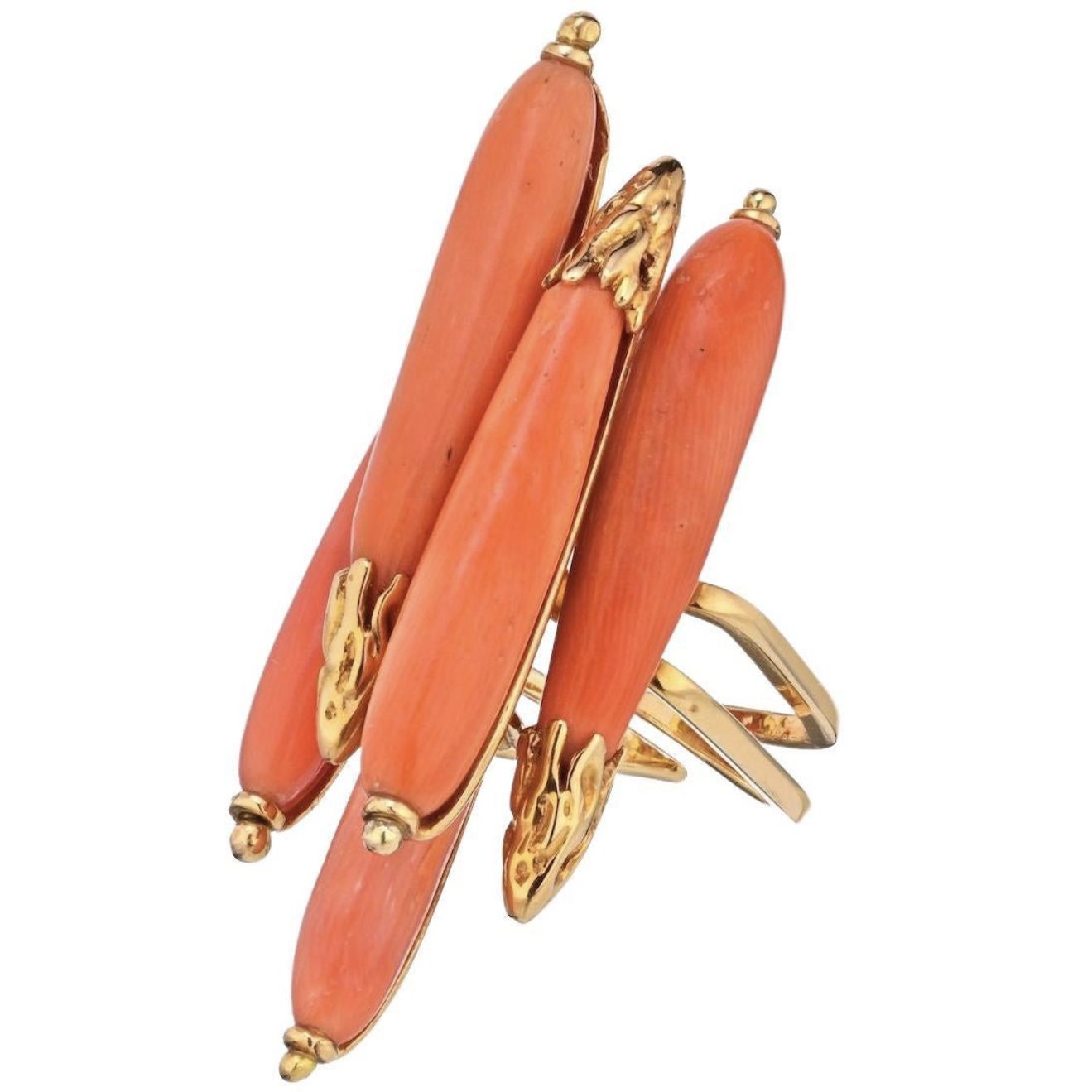 Pierre Sterlé, bague en or jaune et corail