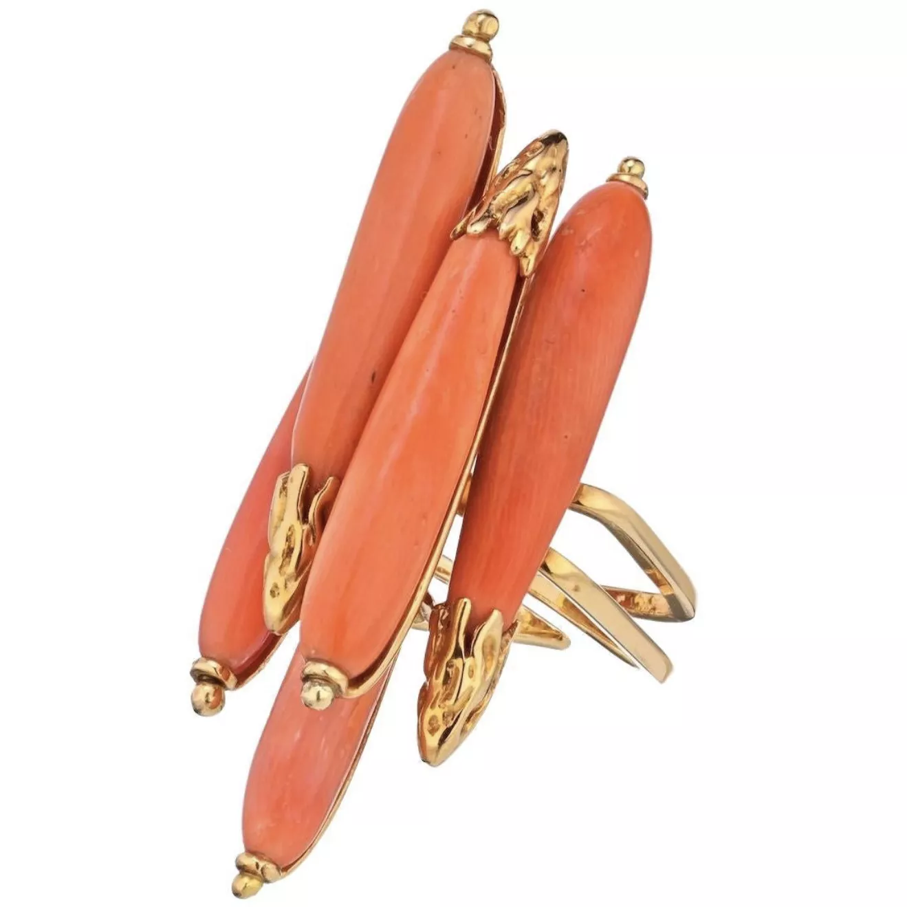 Pierre Sterlé, bague en or jaune et corail