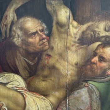 École vénitienne de la fin du XVIe siècle, entourage de Jacobo Bassano, La déposition de Croix, huile sur panneau