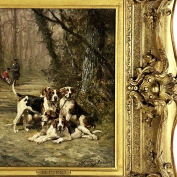 Olivier Charles DE PENNE (1831-1897) La meute Huile sur pannneau
