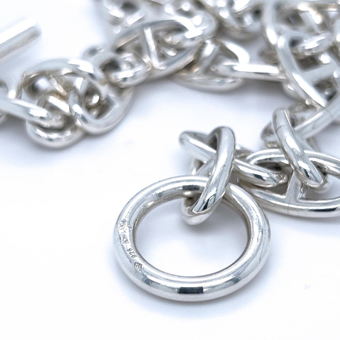 Hermès, bracelet chaîne d'ancre en argent